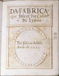 Page 1 du livre Da Fabrica que falece ha Cidade de Lysboa par Francisco Dolada, 1571